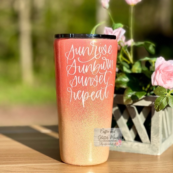 Sunrise Sunburn Sunset Repeat 16oz Slim Pint Handmade Unique One Of A Kind Straw - Picture 1 of 13